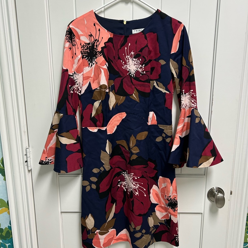 Trina Turk Navy and Red Floral Dress